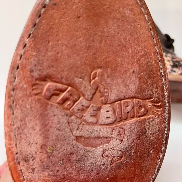 🐒 FREEBIRD Steven Mabel Brown snake Leather Distressed Slip On Oxford Shoes Sz 9 - Picture 12 of 13